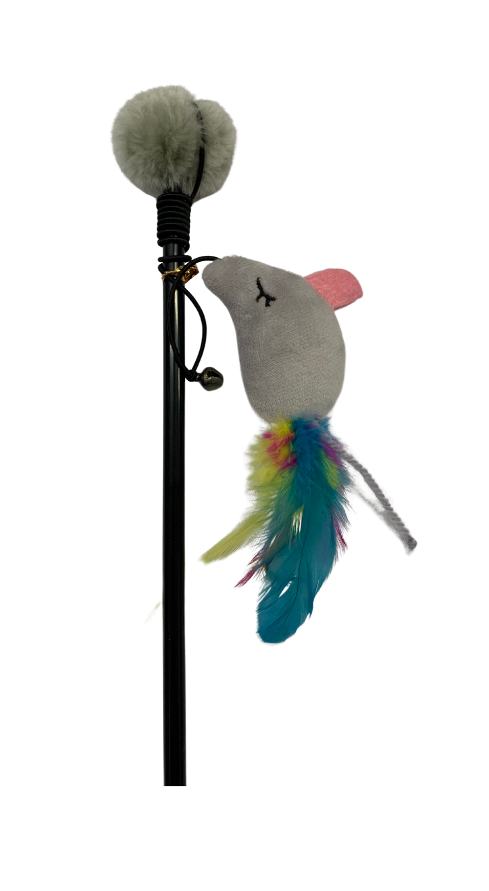 50cm Pom Pom Cat Dangler with colorful soft plush feather and bells