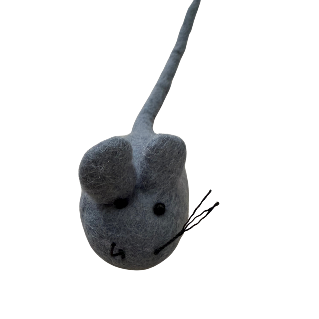 Wool Felt Mouse Cat Toy (White/Grey)