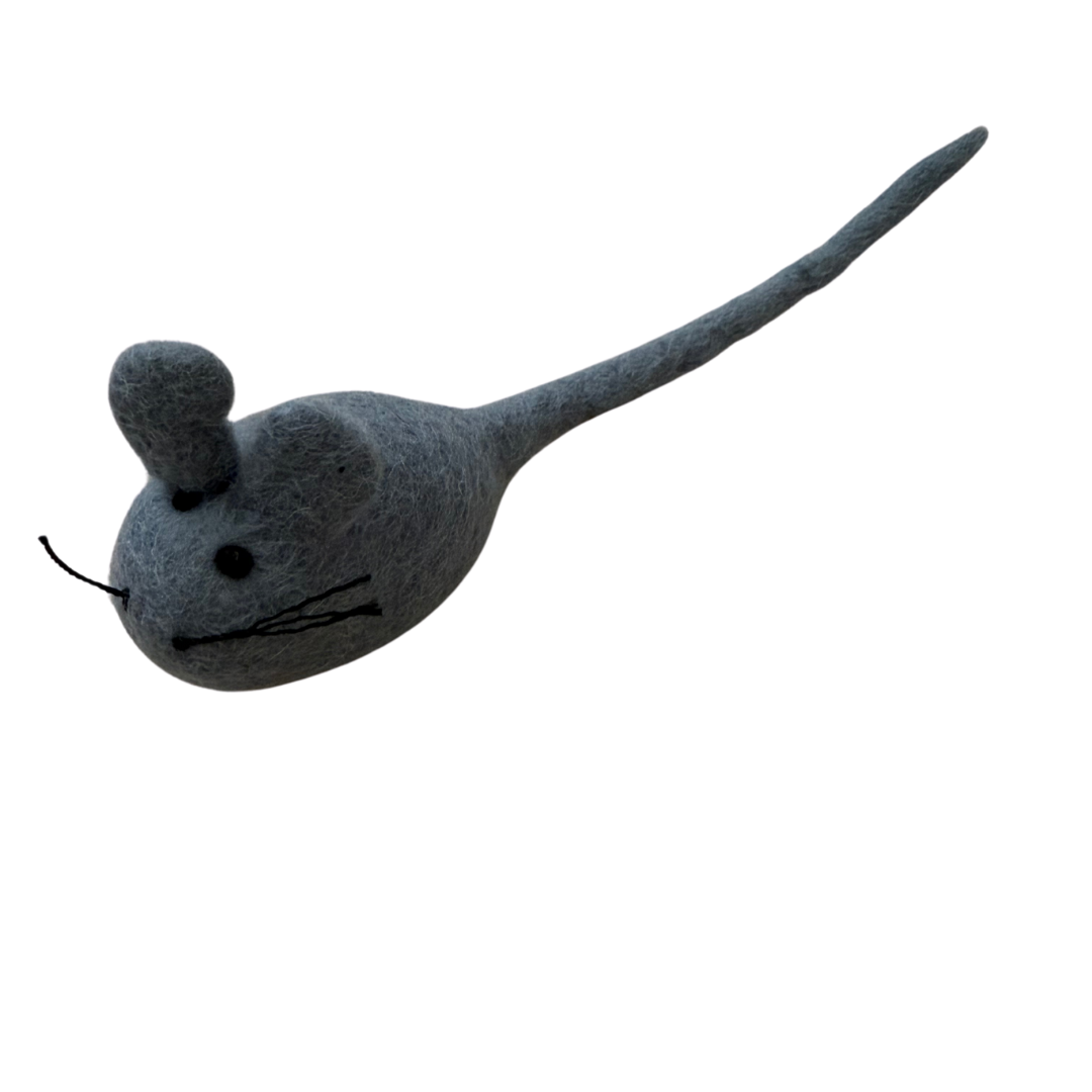Wool Felt Mouse Cat Toy (White/Grey)