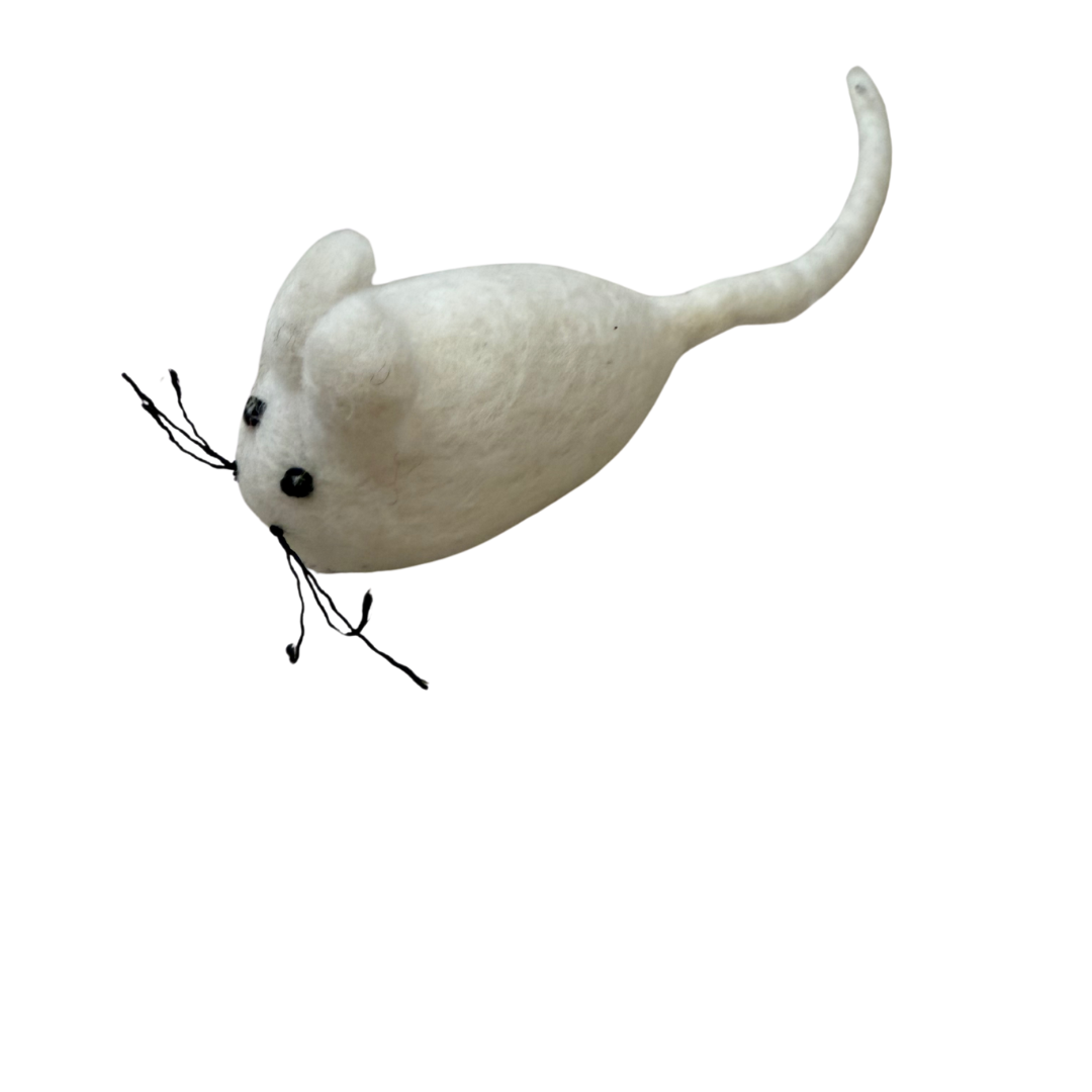 Wool Felt Mouse Cat Toy (White/Grey)