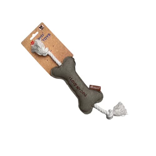 Leather Bone with ropes Dog Tug Toy