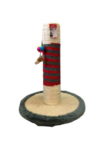 Billipets 50cm Tall Extra Thick Cat Scratching Post with Sisal Base, Cat Toys Plastic Ball and Feather