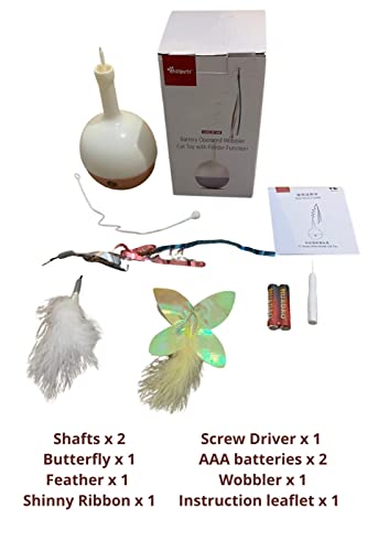 Cat Interactive Toys for Indoor Cats Roly Poly Feather Toys Pet Electric Exercise Automatic Feeder, 3 Feather Replacements, Pink