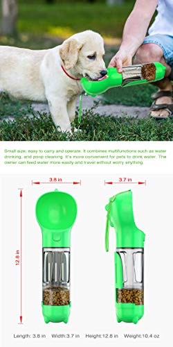 3 in 1 Portable Pet Water Bottle, 300ml bottle, Food Bucket, Poop Bag for Dog Cat Pet Outdoor Walking Travelling Drinking