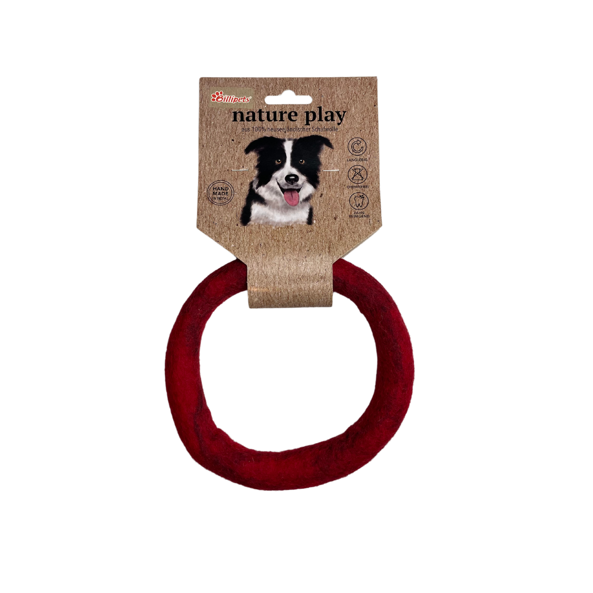 Billipets New Zealand Natural Wool Fuzzy Ring Dog Toy