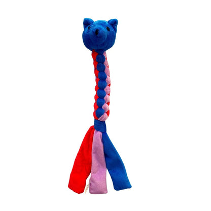 40cm Hand Weave Body Squeaky Dog Toy (Blue Cat)