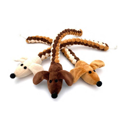 42cm 3 tone color Hand Weave body soft plush squeaky dog toy 