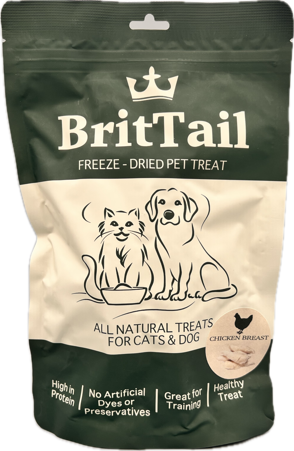 BritTail Freeze-Dried Chicken Breast 50g and 100g natural pet treat