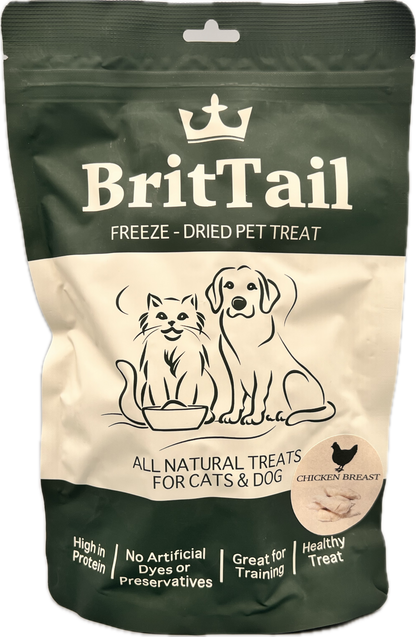 BritTail Freeze-Dried Chicken Breast 50g and 100g natural pet treat