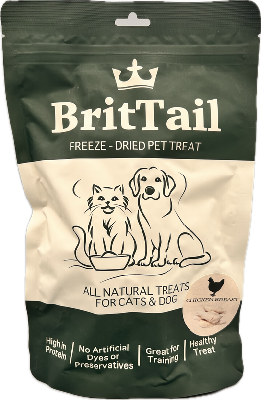 BritTail Freeze-Dried Chicken Breast 50g and 100g natural pet treat