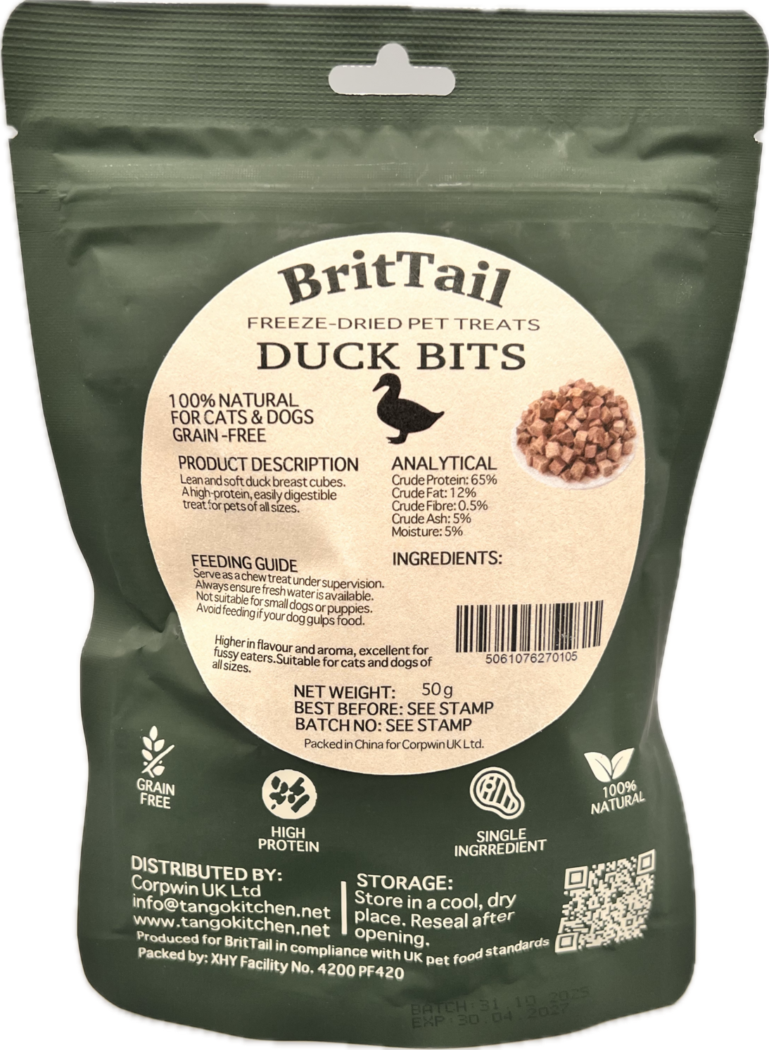 BritTail Freeze-Dried Duck Bits product image 2