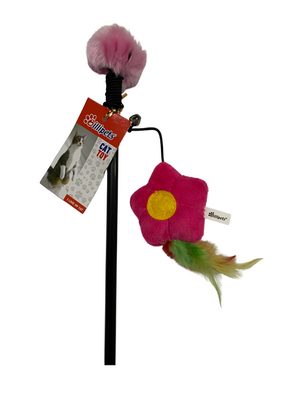 50cm Pom Pom  Cat Dangler with colorful soft plush feather and bells