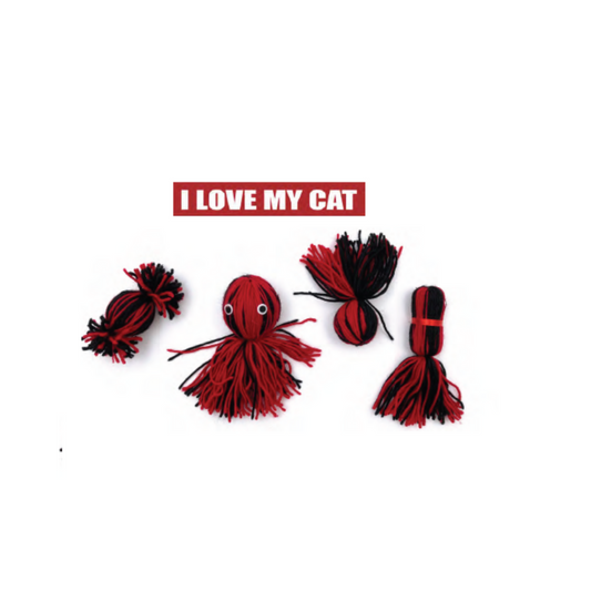 I Love My Cat Black/Red Wool Cat Bell Toy