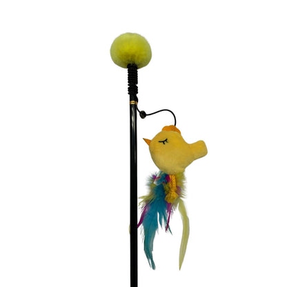 50cm Pom Pom  Cat Dangler with colorful soft plush feather and bells