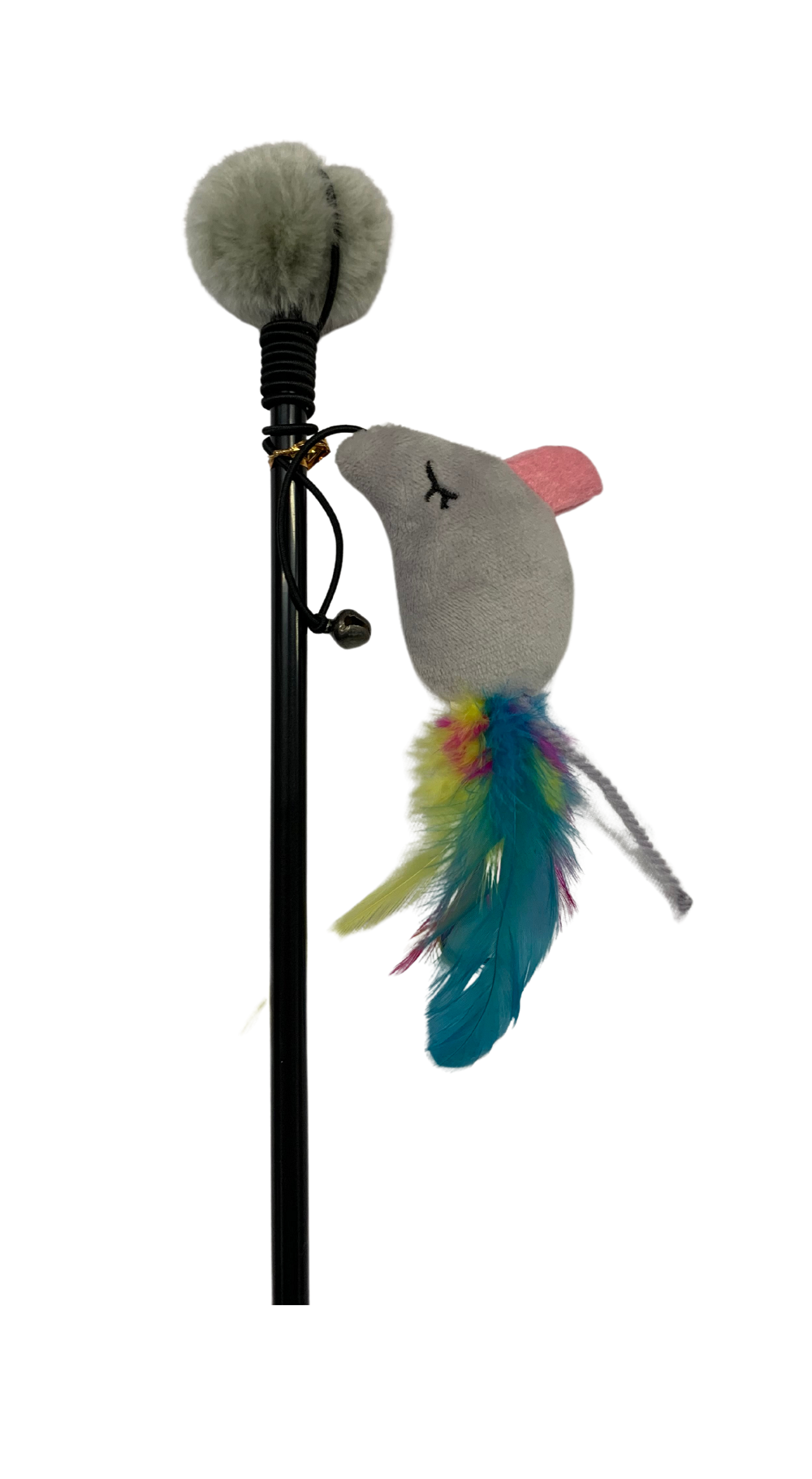 Billipets 50cm Pom Pom  Cat Dangler with colorful soft plush feather and bells