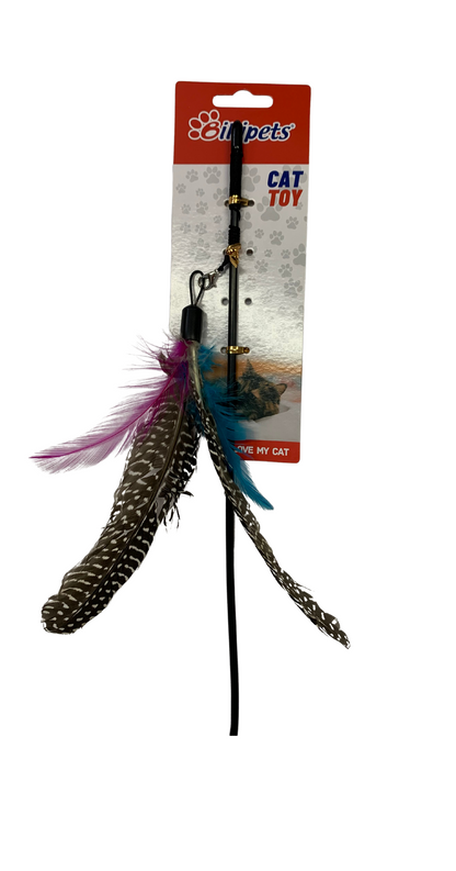 Cat Toy 50cm Thin Cat Teaser with Natural Feather