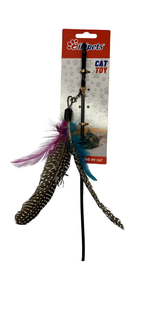 Billipets Cat Toy 50cm Thin Cat Teaser with Natural Feather