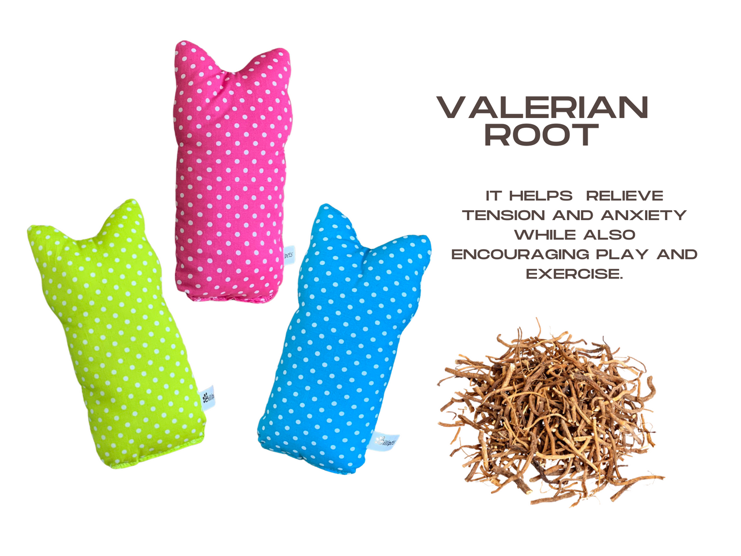 Fabric Spotty Cat Shape Valerian Cat Cushion Cat Toy, 20cm x 8 cm