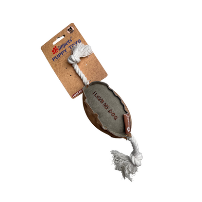 Leather Rugby with Ropes Dog Tug Toy