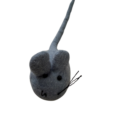 Wool Felt Mouse Cat Toy (White/Grey)