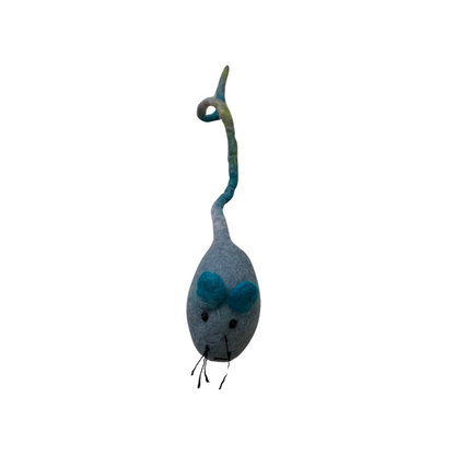 Wool Felt Mouse with 35 Long Tail Cat Toy (White/Grey)