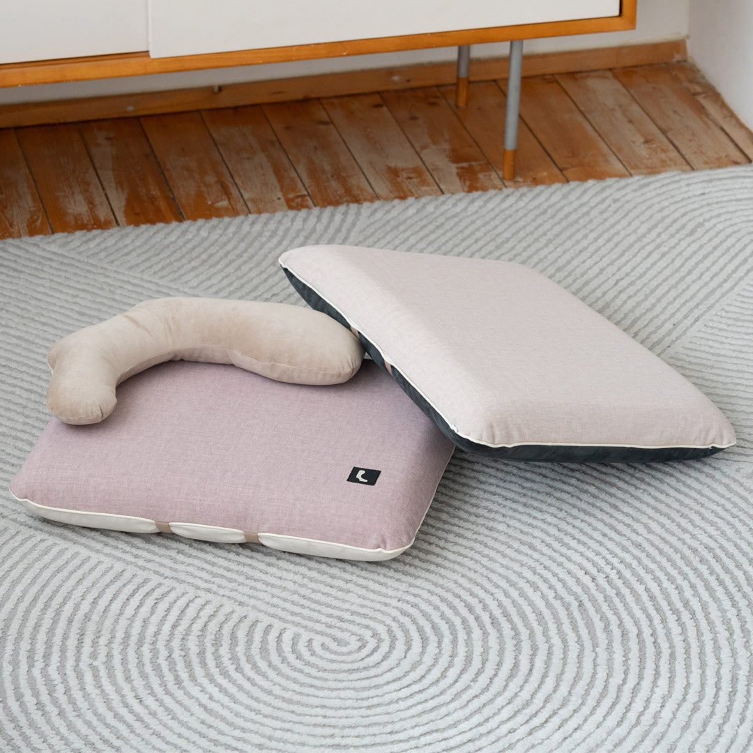 雙面粉紅色貓床墊床褥連頭枕