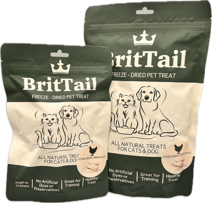 BritTail Freeze-Dried Chicken Bits pack sizes