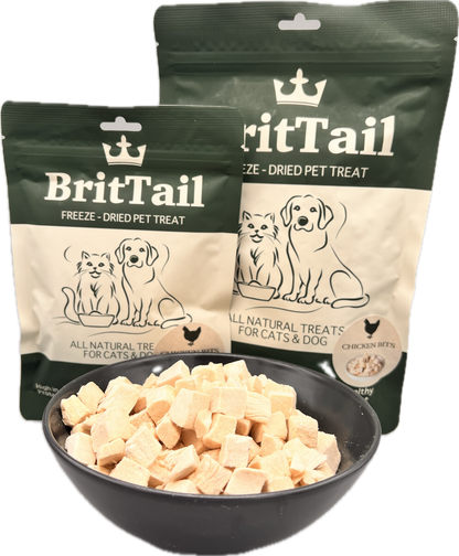 BritTail Freeze-Dried Chicken Bits both sizes