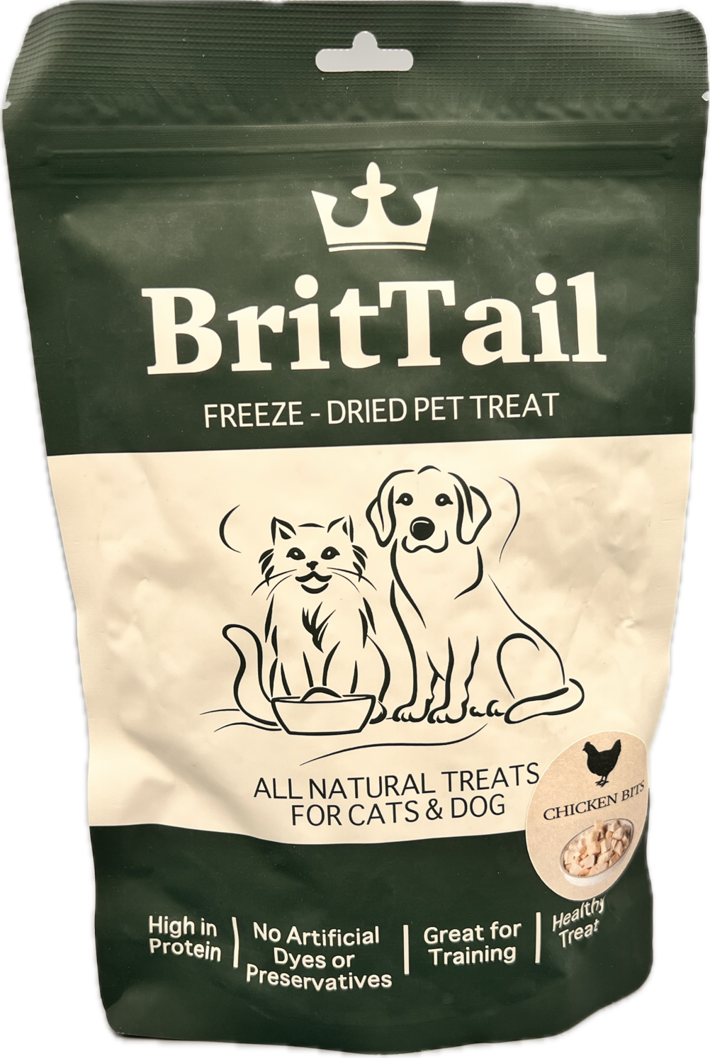 BritTail Freeze-Dried Chicken Bits 100g front