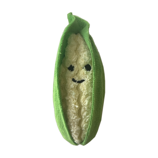 Mopetpet corn catnip toy – green and cream plush corn cob with a smiling face, on a white background