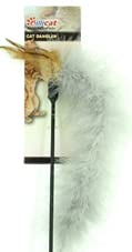 Billipets Cat Toy 40cm Thin Cat Teaser with Natural Long Feather