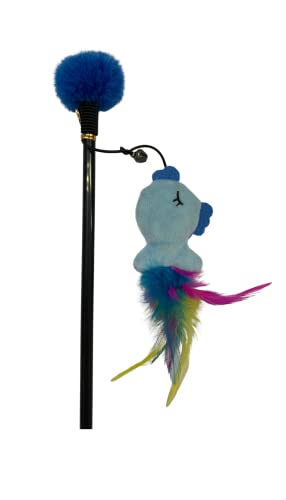 50cm Pom Pom  Cat Dangler with colorful soft plush feather and bells