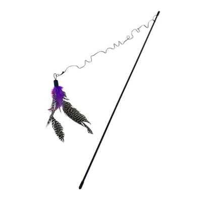 Natural Feather Cat Teaser Wand Bundle. Colorful and Interactive Cat Toys for Cats/Kitten (3pcs set)