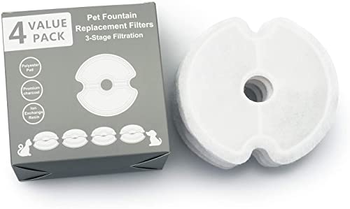 Billipets Pet Fountain Filter, Replacement Suitable For Pet Fountain Carbon Filter, Helps Increase Water Activity,Keep Pets Healthy,Suitable For Cats And Dogs,4Packs