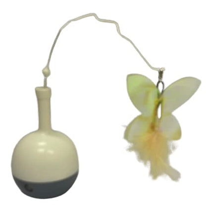 Cat Interactive Toys for Indoor Cats Roly Poly Feather Toys Pet Electric Exercise Automatic Feeder, 3 Feather Replacements, Pink