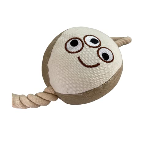 Billipets Natural Canvas Squeaking Dog Toy 3-eyes Monster with Cotton Rope, Durable Dog Toys for Puppy Teething, Dog Toys For Puppy, Small Dogs & Large Dogs Rope Toy