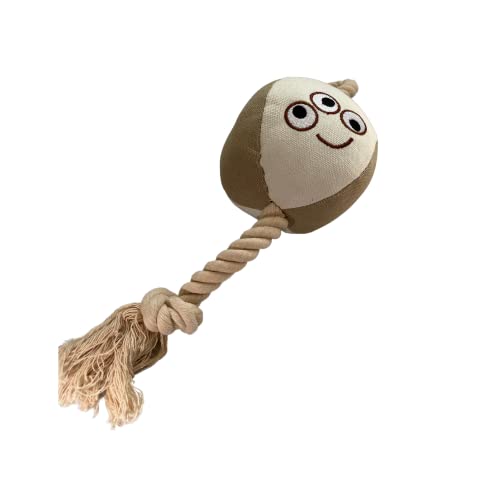 Billipets Natural Canvas Squeaking Dog Toy 3-eyes Monster with Cotton Rope, Durable Dog Toys for Puppy Teething, Dog Toys For Puppy, Small Dogs & Large Dogs Rope Toy