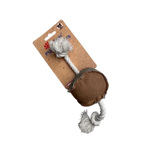 Billipets  Leather Baseball with ropes Dog Tug Toy