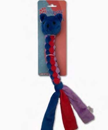 Billipets 40cm Hand Weave Body Squeaky Dog Toy (Blue Cat)