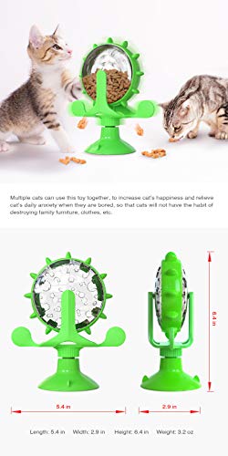 Billipets Money Ferris Wheel Food Dispensing Pet Toy for Cat / Dog, Interactive Cat Toy, Windmill Turntable Teasing Dispenser Dog Toys with Suction Cup Puppy Slow Feeder Toy