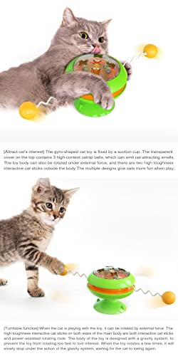 Billipets Turntable Scratch Cat Toy, Interactive Cat Toy, Cat Training 3 Catnip Balls Toy with Suction Cup Base