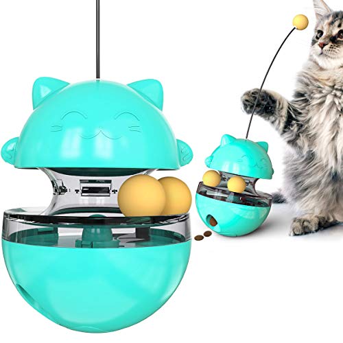 Billipets Cat Tumbler Treat Ball, Cat Tumbler Toy Cat Slow Feeder Ball Tumbler Shaped Detachable Wand Cat Toy Ball Cat Food Treat