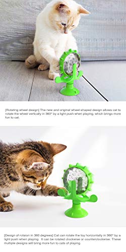Money Ferris Wheel Food Dispensing Pet Toy for Cat / Dog, Interactive Cat Toy, Windmill Turntable Teasing Dispenser Dog Toys with Suction Cup Puppy Slow Feeder Toy