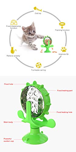 Money Ferris Wheel Food Dispensing Pet Toy for Cat / Dog, Interactive Cat Toy, Windmill Turntable Teasing Dispenser Dog Toys with Suction Cup Puppy Slow Feeder Toy