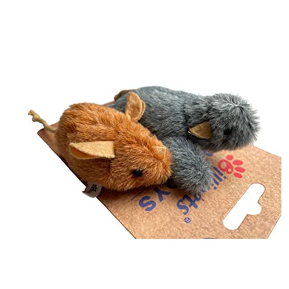 9cm Plush Lying Mouse and 5cm Mini Mouse Cat Toys 2 pcs set