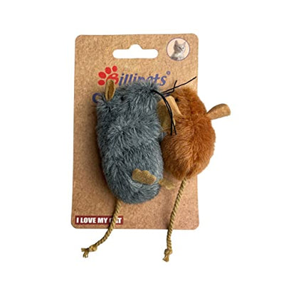 9cm Plush Lying Mouse and 5cm Mini Mouse Cat Toys 2 pcs set
