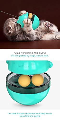 Billipets Cat Tumbler Treat Ball, Cat Tumbler Toy Cat Slow Feeder Ball Tumbler Shaped Detachable Wand Cat Toy Ball Cat Food Treat