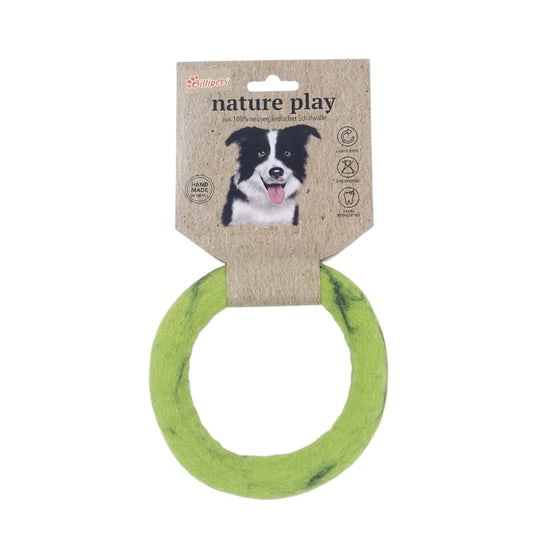 Billipets New Zealand Natural Wool Fuzzy Ring Dog Toy
