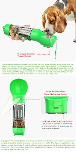 3 in 1 Portable Pet Water Bottle, 300ml bottle, Food Bucket, Poop Bag for Dog Cat Pet Outdoor Walking Travelling Drinking