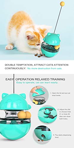 Billipets Cat Tumbler Treat Ball, Cat Tumbler Toy Cat Slow Feeder Ball Tumbler Shaped Detachable Wand Cat Toy Ball Cat Food Treat